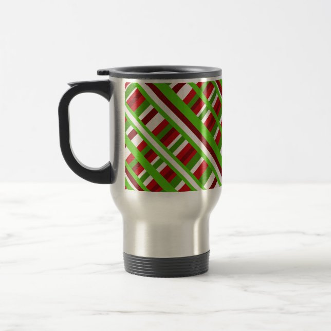 Christmas Plaid Diagonal Travel Mug (Left)