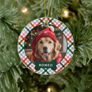 Christmas Plaid Dog Photo Ornament