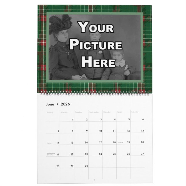 Christmas Plaid Family Pictures Calendar (Jun 2026)