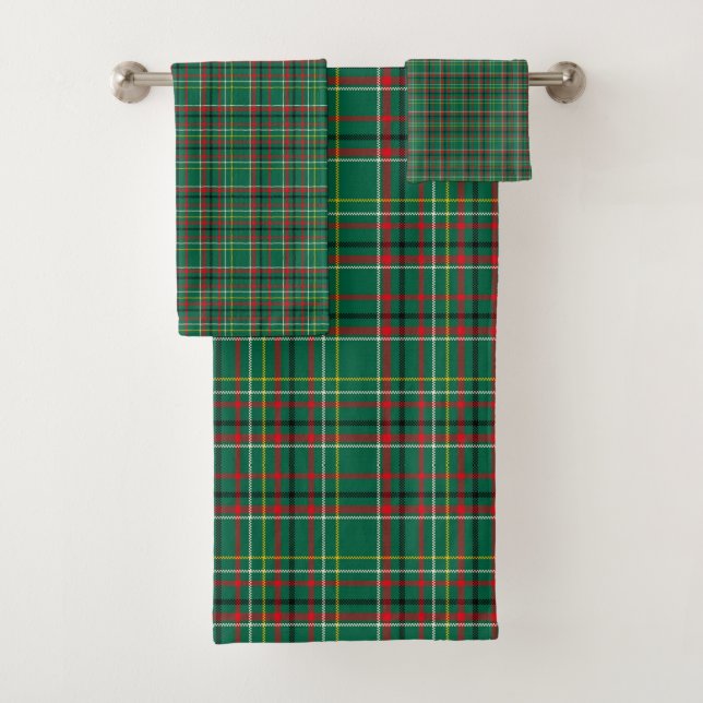 Christmas Plaid Green Pattern-23914 Bath Towel Set (Insitu)