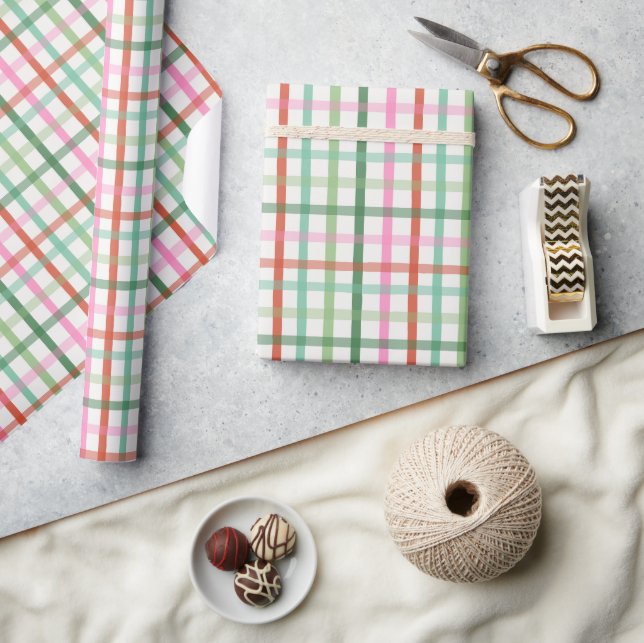 Christmas Plaid - Green & Pink Wrapping Paper (Crafts)