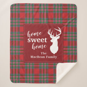 Christmas Plaid Holiday Home Sweet MacBean Tartan Sherpa Blanket
