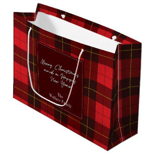 Christmas Plaid Holidays Clan Wallace Tartan Large Gift Bag