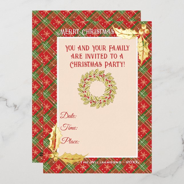 Christmas Plaid in Red, Green, and Gold Stars (Front/Back)