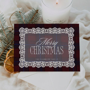 Christmas Plaid & Lace Holiday Card
