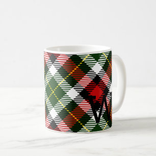 Christmas Plaid Monogram INITIAL Festive Holiday  Coffee Mug