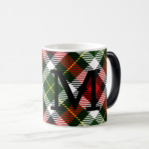 Christmas Plaid Monogram Initial Festive Holiday  Magic Mug
