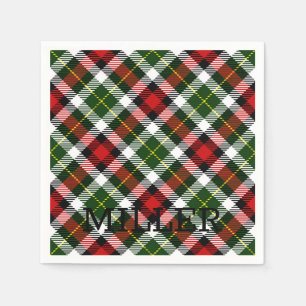 Christmas Plaid NAME Red Green Black Classic Napkin