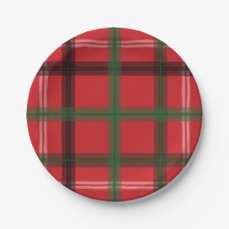 Christmas plaid paper plate