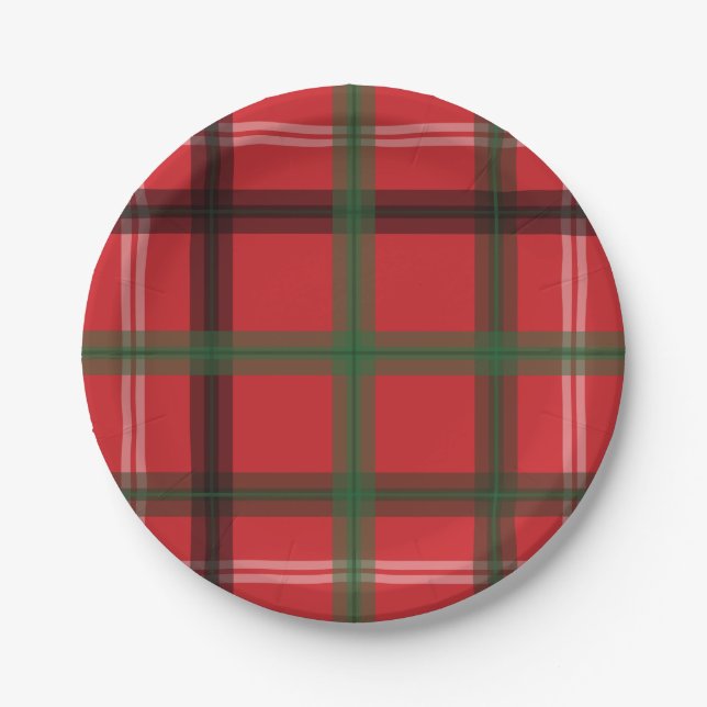 Christmas plaid paper plate (Front)