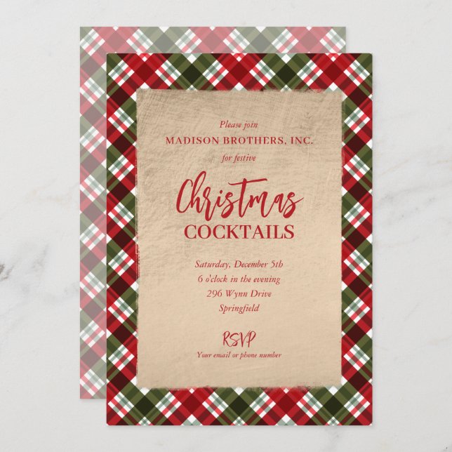 Christmas Plaid Party Invitation (Front/Back)