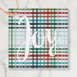 Christmas plaid pattern favour tags