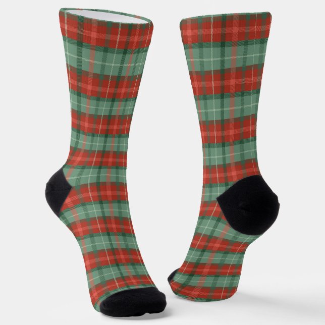 Christmas plaid pattern socks (Angled)