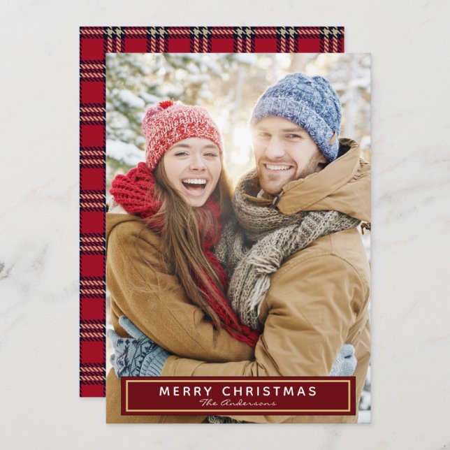 Christmas Plaid Photo Card (Front/Back)