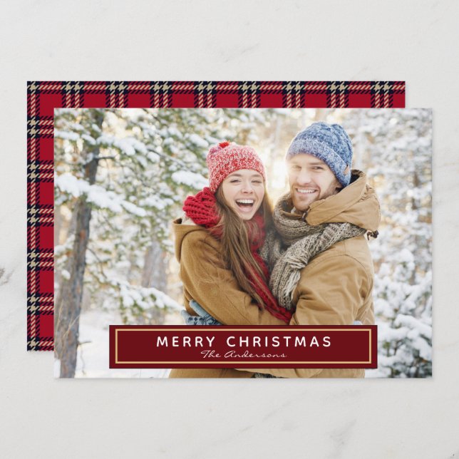 Christmas Plaid Photo Card (Front/Back)