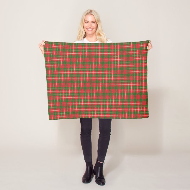 Christmas Plaid red, green, gold Fleece Blanket (In Situ)