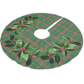 Christmas Plaid Red on Green Brushed Polyester Tree Skirt