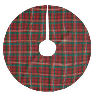 Christmas plaid red teal tartan traditional brushed polyester tree skirt