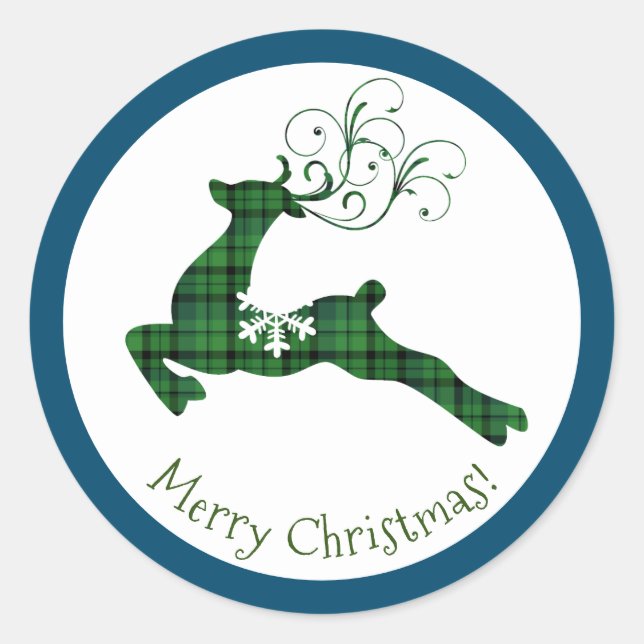 Christmas Plaid Reindeer Stickers (Front)