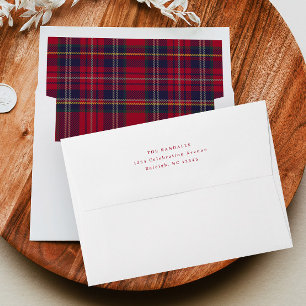 Christmas Plaid Return Address Holiday Card Envelope