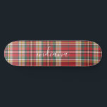 Christmas Plaid Rustic Red Green White Personalise Skateboard<br><div class="desc">Christmas Plaid Rustic Red Green White Check skateboard. Perfect for trainings and as a stocking stuffer. Other tartan and plaid leggings also available in this store</div>