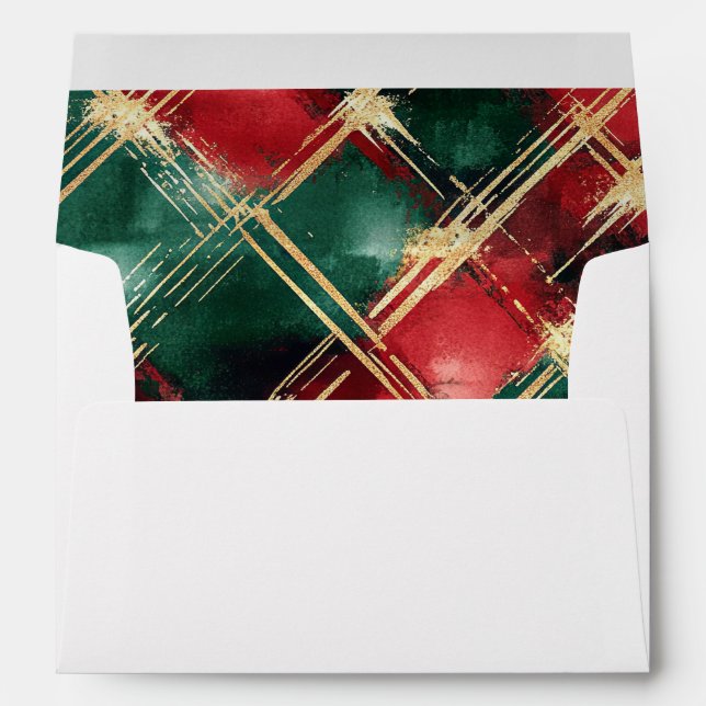 Christmas Plaid Seasons Greetings Envelope (Back (Bottom))
