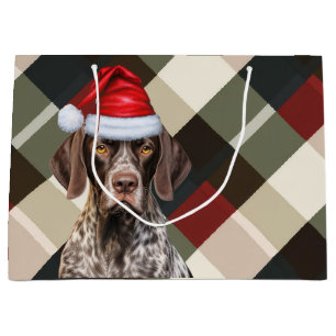 Christmas Plaid Shorthair Pointer Dog Lover Large Gift Bag