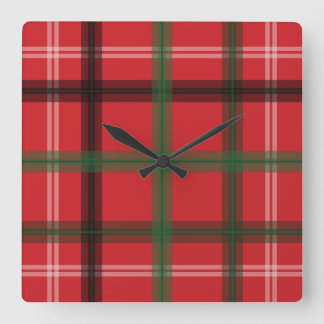 Christmas plaid square wall clock