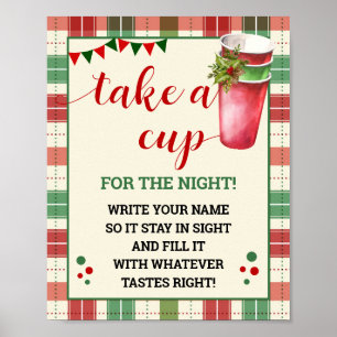 Christmas Plaid Take a Cup for the Night Sign