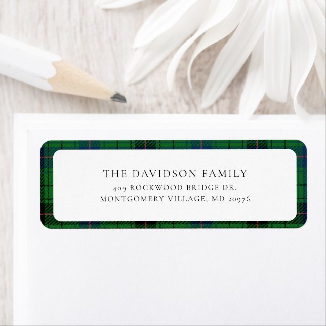 Christmas Plaid Tartan Green Custom Return Address (Insitu)