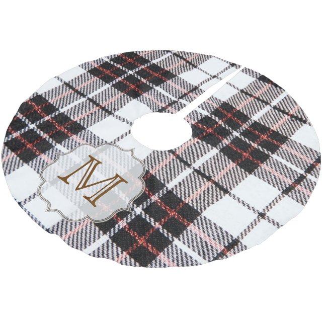 Christmas Plaid Tartan Monogram Initial Tree Skirt (Angled)