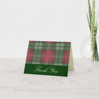 Christmas Plaid Thank You Card