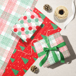 Christmas Plaid Trees Wrapping Paper Sheets<br><div class="desc">These 19" x 29" flat Christmas wrapping paper sheets come in three designs,  red and green plaid,  whimsical Christmas Trees and circle lines.</div>
