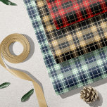 Christmas Plaid Trio Red Gold Navy Wrapping Paper Sheet<br><div class="desc">These 19" x 29" flat Christmas wrapping paper sheets come in three tartan plaid designs,  red,  gold,  and black; navy mint and ivory; gold black and cream.</div>