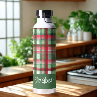 Christmas Plaid Water Bottle
