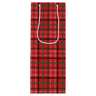 Christmas plaid wine gift bag