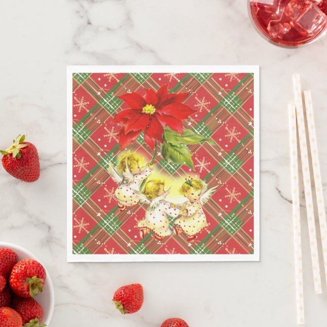 Christmas Plaid with Angels Napkin (Insitu)