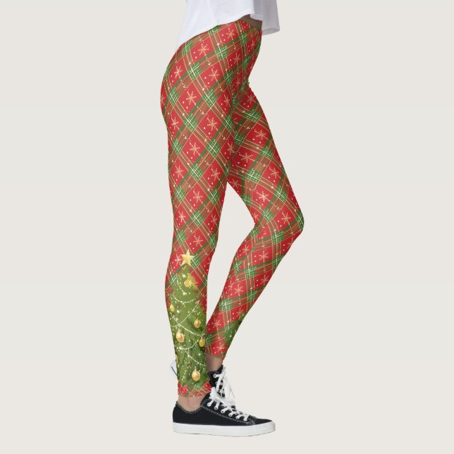 Christmas Plaid with Tree Leggings (Right)