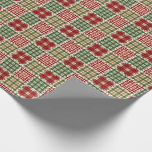 Christmas Plaids Quilt and Cross-Stitch Patterns Wrapping Paper