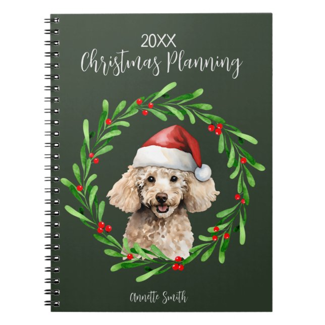 Christmas Planning Dog Poodle Standard Mini Pup Notebook (Front)