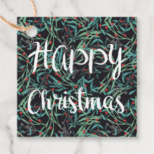 Christmas plant on black favour tags