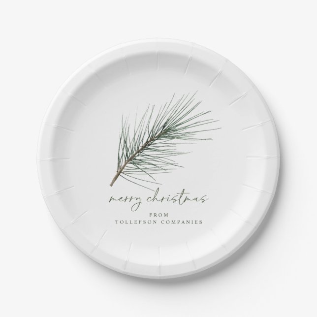 Christmas Plates Holiday Simple Evergreen Branch (Front)