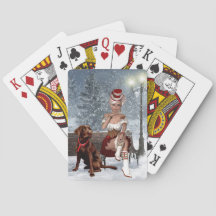 Christmas Playing Cards with Sexy Woman