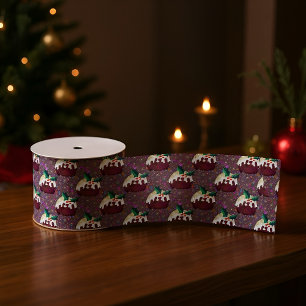 Christmas Plum Pudding Tissue Paper Grosgrain Ribbon