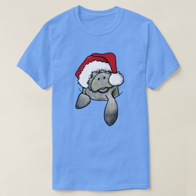 Christmas Pocket Manatee KiniArt T-Shirt (Design Front)