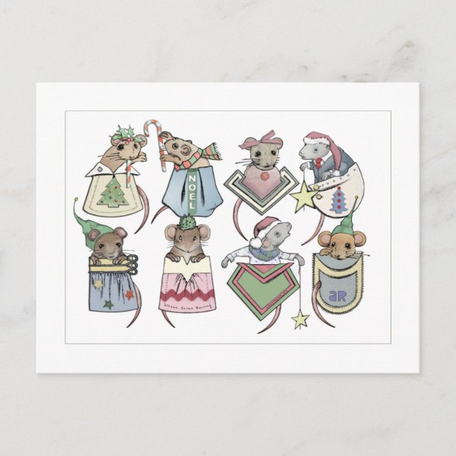Christmas Pocket Mice Postcard (Front)