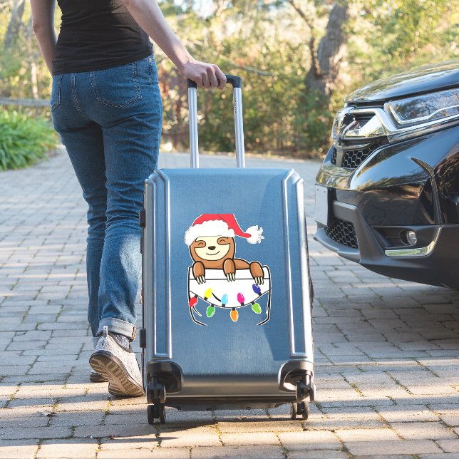 Christmas Pocket Sloth Greeting Card  (Suitcase Insitu)