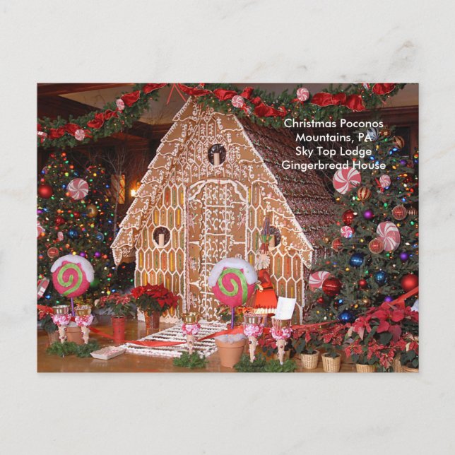 Christmas Poconos Mountains, PA Sky Top Lodge Holiday Postcard (Front)