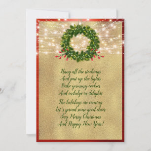 Christmas Poem Holiday Elegant Red and Gold Card