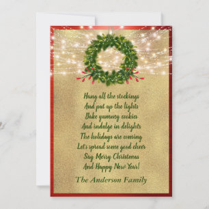 Christmas Poem Wreath Holiday Elegant Family Photo Card